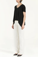 Black Wide cut combed cotton blouse  19275