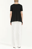 Black Wide cut combed cotton blouse  19275