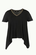 Black Wide cut combed cotton blouse  19275