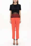 Black Mesh fabric mixed blouse 19291