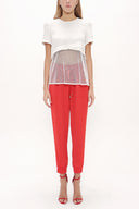 Ecru Mesh fabric mixed blouse 19291