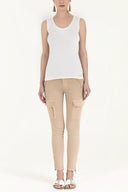 Ecru Sleeveless knitwear blouse 19299