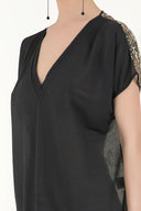 Anthracite Lace back blouse  19303