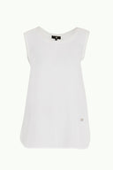 White Knit banded wide cut blouse  19312