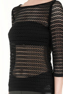 Black File woven  Slim fit  blouse  19318