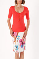 Red BUTTON DETAILED KNITTED BLOUSE 19323