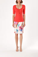 Red BUTTON DETAILED KNITTED BLOUSE 19323