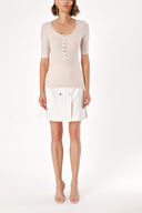 Beige BUTTON DETAILED KNITTED BLOUSE 19323