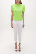 Green Shoulder tassel knit blouse 19324