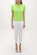 Green Shoulder tassel knit blouse 19324