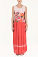 Ecru Floral strappy   sleeveless woven  blouse  19329