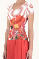 Ecru Floral strappy   woven  blouse  19330