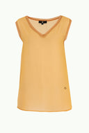 Mustard Knit Banded Chiffon Blouse   19333