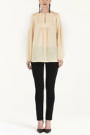 Beige Gathered wide cut sateen blouse 19388