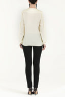 Ecru Gathered wide cut sateen blouse 19388