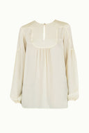 Ecru Gathered wide cut sateen blouse 19388