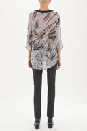 Black Faux suede mixed wide cut blouse 19397