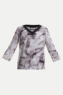 Black Faux suede mixed wide cut blouse 19397