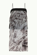 Black Faux suede  mix  sleeveless chiffon blouse  19398