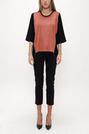 Cinnamon Suede mix zipped  blouse 19399