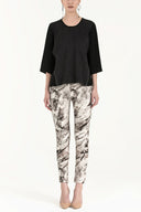 Black Suede mix zipped  blouse 19399