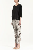 Black Suede mix zipped  blouse 19399