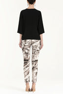 Black Suede mix zipped  blouse 19399