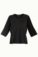 Black Suede mix zipped  blouse 19399
