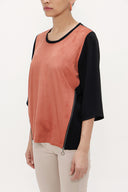 Black Ginger Suede mix zipped  blouse 19399
