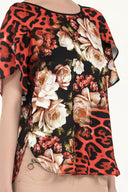 Red Printed wide cut blouse  19400