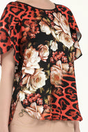 Red Printed wide cut blouse  19400