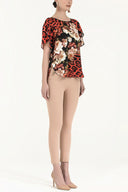 Red Printed wide cut blouse  19400