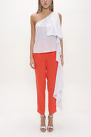 White Ruffled one shoulder blouse 19462