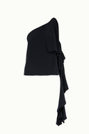 Navy Blue Ruffled one shoulder blouse 19462