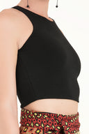 Black Sleeveless woven  blouse  19470