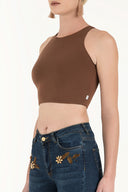 Brown Sleeveless woven  blouse  19470