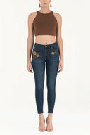 Brown Sleeveless woven  blouse  19470