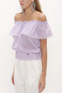 Lilac Lace  off shoulder  blouse  19473