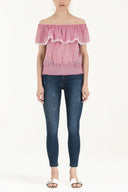 Pink Lace  off shoulder  blouse  19473