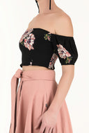 Navy Blue Zipped strapless blouse 19476