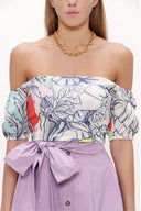 Patterned Zipped strapless blouse 19476