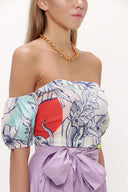 Patterned Zipped strapless blouse 19476