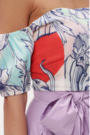 Patterned Zipped strapless blouse 19476