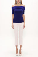 Navy Blue Off shoulder  woven  blouse  19477