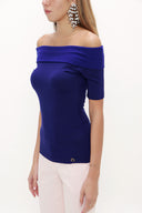 Navy Blue Off shoulder  woven  blouse  19477
