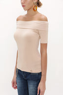 Beige Off shoulder  woven  blouse  19477