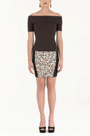 Brown Off shoulder  woven  blouse  19477