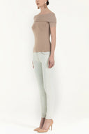 Mink Off shoulder  woven  blouse  19477