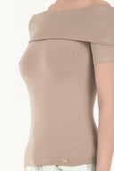 Mink Off shoulder  woven  blouse  19477