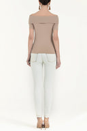 Mink Off shoulder  woven  blouse  19477